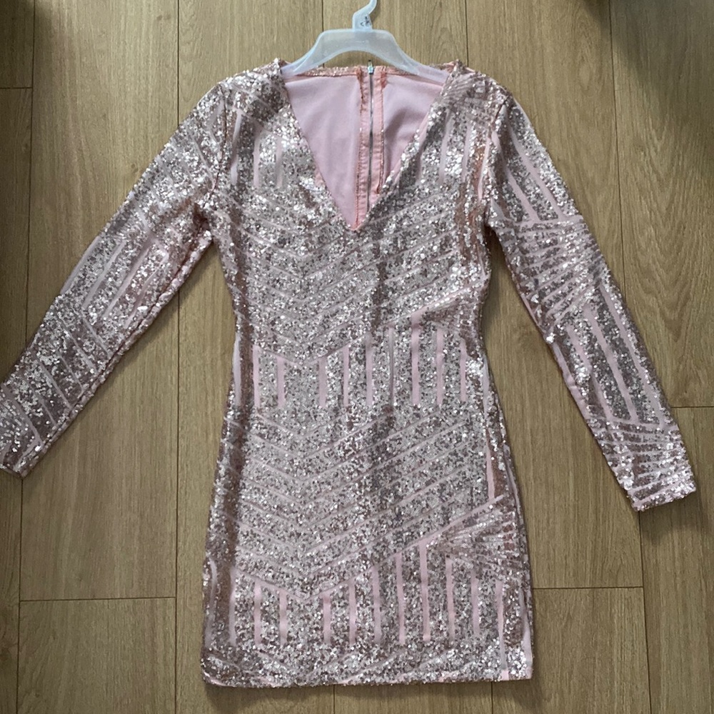 Rose gold sequin mini dress